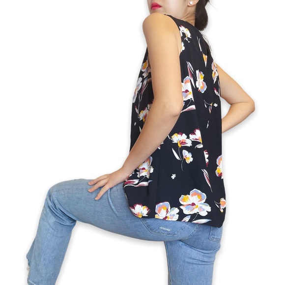 Nordstrom Halogen Floral Print Crewneck Sleeveless Blouse Size S - Picture 2 of 16